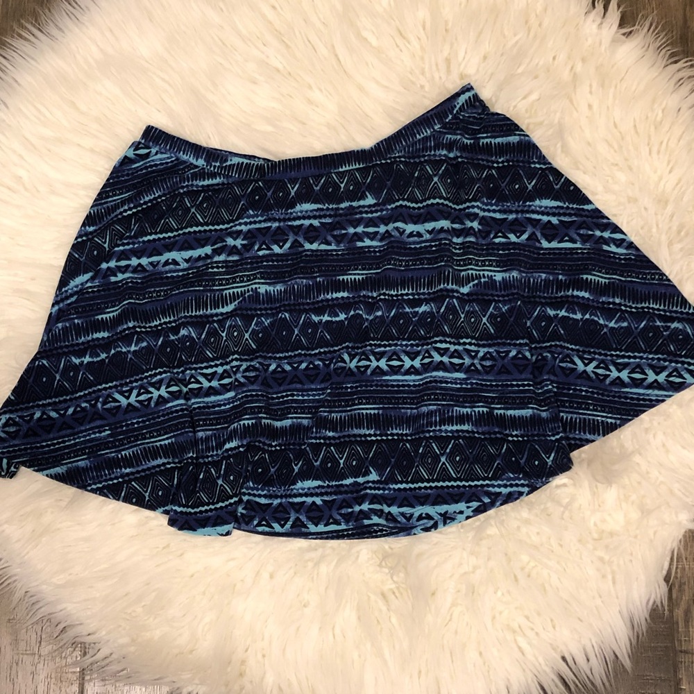 Mossimo Blue Patterned Skirt